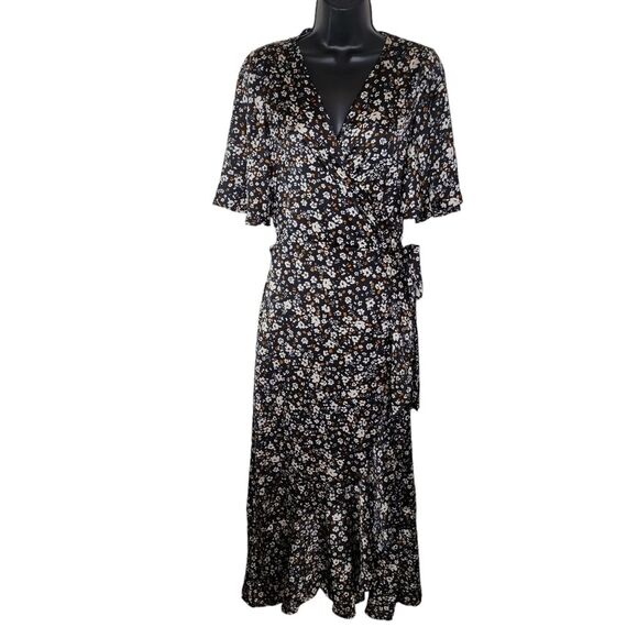 Dress Forum Los Angeles Floral Wrap Dress Size Large - Picture 1 of 7